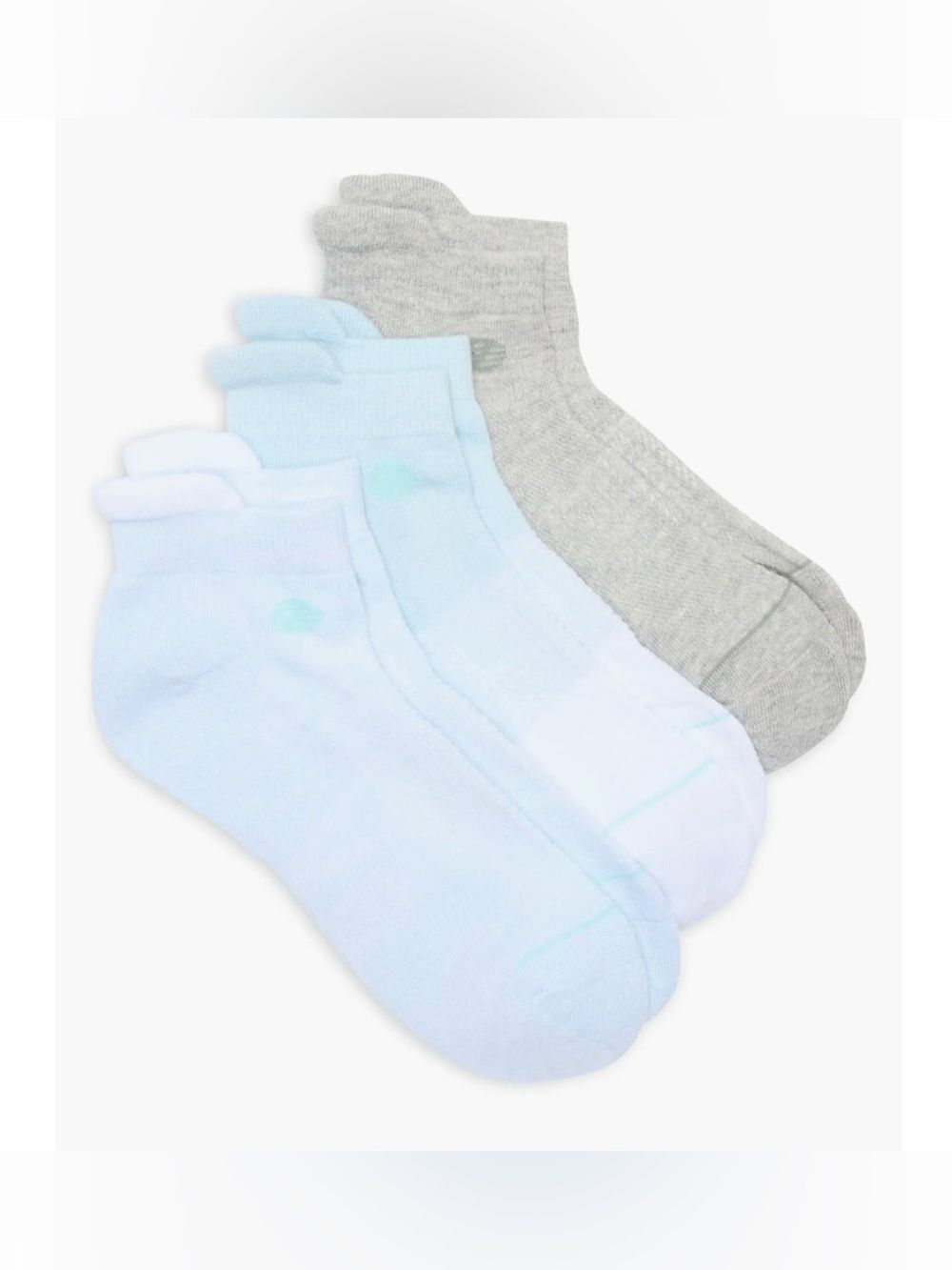 Zella OS Shades of Blue Ankle Tab Sport Cotton Blend 3 pack Socks